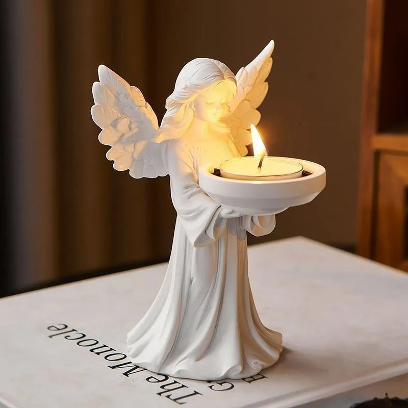 Angel Shape Ceramic Candlestick Holder – Decorative Angel Candle Holder for Home Décor, Tabletop & Gift