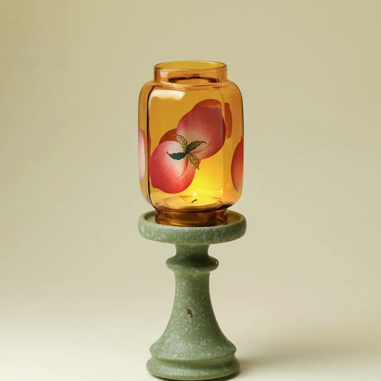 Chinese Style Ceramic &amp; Glass Candle Holder – Ming &amp; Qing Inspired Decorative Block Candle Holder for Zen Home Décor