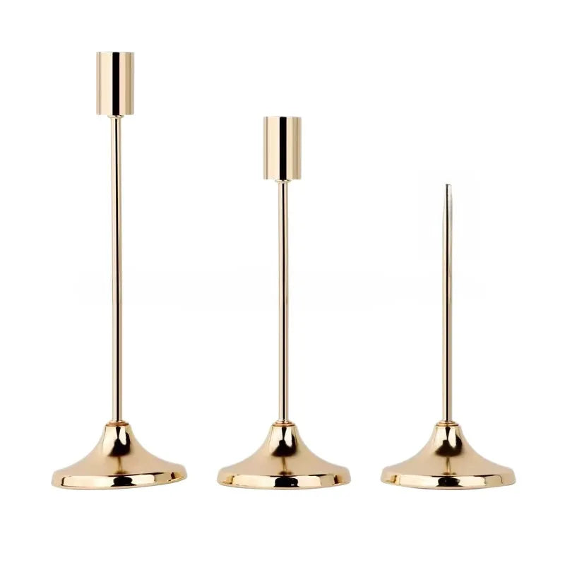 European Wedding Candle Holders Set of 3 – Elegant Gold &amp; Silver Aluminum Candlestick Holders for Wedding, Table Centerpieces &amp; Home Décor