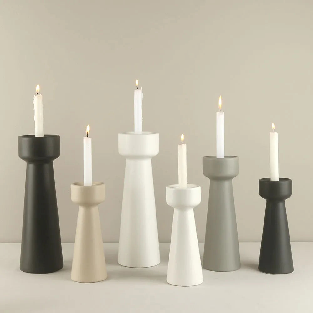 European Ceramic Candle Holder – Handmade Modern Candlestick for Dining Table, Wedding &amp; Home Décor